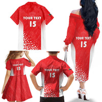 Custom Sudan Football Family Matching Off The Shoulder Long Sleeve Dress and Hawaiian Shirt Come On Falcons of Jediane - Wonder Print Shop