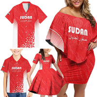 Custom Sudan Football Family Matching Off Shoulder Short Dress and Hawaiian Shirt Come On Falcons of Jediane - Wonder Print Shop