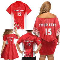 Custom Sudan Football Family Matching Off Shoulder Short Dress and Hawaiian Shirt Come On Falcons of Jediane - Wonder Print Shop