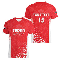 Custom Sudan Football Women V-Neck T-Shirt Come On Falcons of Jediane - Wonder Print Shop