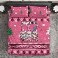 Personalised Germany Christmas Bedding Set Cute Pink Gnome Frohe Weihnachten - Wonder Print Shop