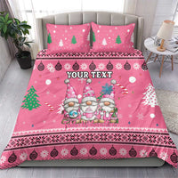 Personalised Germany Christmas Bedding Set Cute Pink Gnome Frohe Weihnachten - Wonder Print Shop
