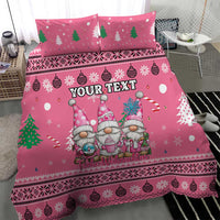Personalised Germany Christmas Bedding Set Cute Pink Gnome Frohe Weihnachten - Wonder Print Shop