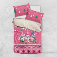 Personalised Germany Christmas Bedding Set Cute Pink Gnome Frohe Weihnachten - Wonder Print Shop