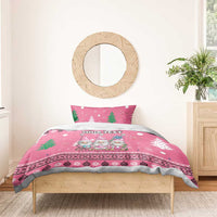 Personalised Germany Christmas Bedding Set Cute Pink Gnome Frohe Weihnachten - Wonder Print Shop