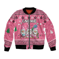 Personalised Germany Christmas Bomber Jacket Cute Pink Gnome Frohe Weihnachten - Wonder Print Shop