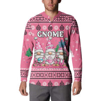 Personalised Germany Christmas Button Sweatshirt Cute Pink Gnome Frohe Weihnachten - Wonder Print Shop