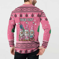 Personalised Germany Christmas Button Sweatshirt Cute Pink Gnome Frohe Weihnachten - Wonder Print Shop