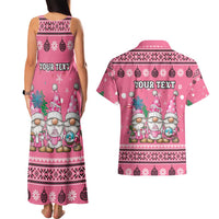 Personalised Germany Christmas Couples Matching Tank Maxi Dress and Hawaiian Shirt Cute Pink Gnome Frohe Weihnachten - Wonder Print Shop