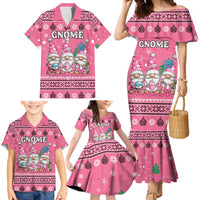 Personalised Germany Christmas Family Matching Mermaid Dress and Hawaiian Shirt Cute Pink Gnome Frohe Weihnachten - Wonder Print Shop