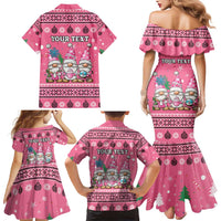 Personalised Germany Christmas Family Matching Mermaid Dress and Hawaiian Shirt Cute Pink Gnome Frohe Weihnachten - Wonder Print Shop