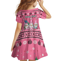 Personalised Germany Christmas Family Matching Off The Shoulder Long Sleeve Dress and Hawaiian Shirt Cute Pink Gnome Frohe Weihnachten - Wonder Print Shop