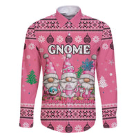 Personalised Germany Christmas Family Matching Off The Shoulder Long Sleeve Dress and Hawaiian Shirt Cute Pink Gnome Frohe Weihnachten - Wonder Print Shop
