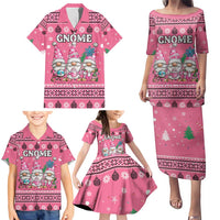 Personalised Germany Christmas Family Matching Puletasi and Hawaiian Shirt Cute Pink Gnome Frohe Weihnachten - Wonder Print Shop