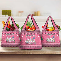 Personalised Germany Christmas Grocery Bag Cute Pink Gnome Frohe Weihnachten
