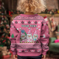 Personalised Germany Christmas Kid Ugly Christmas Sweater Cute Pink Gnome Frohe Weihnachten - Wonder Print Shop