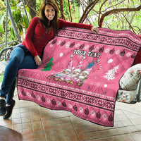 Personalised Germany Christmas Quilt Cute Pink Gnome Frohe Weihnachten - Wonder Print Shop