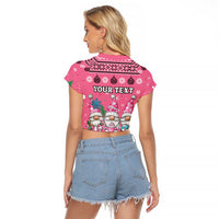 Personalised Germany Christmas Raglan Cropped T Shirt Cute Pink Gnome Frohe Weihnachten - Wonder Print Shop