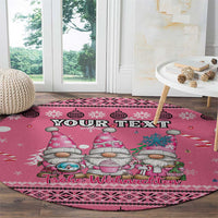Personalised Germany Christmas Round Carpet Cute Pink Gnome Frohe Weihnachten