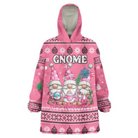 Personalised Germany Christmas Wearable Blanket Hoodie Cute Pink Gnome Frohe Weihnachten - Wonder Print Shop
