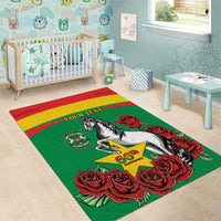 Personalised Burkina Faso Republic Day Area Rug Happy 66th Anniversary with White Stallion - Wonder Print Shop