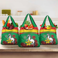 Personalised Burkina Faso Republic Day Grocery Bag Happy 66th Anniversary with White Stallion