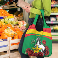 Personalised Burkina Faso Republic Day Grocery Bag Happy 66th Anniversary with White Stallion
