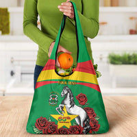 Personalised Burkina Faso Republic Day Grocery Bag Happy 66th Anniversary with White Stallion