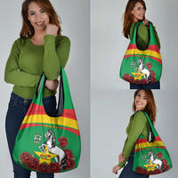Personalised Burkina Faso Republic Day Grocery Bag Happy 66th Anniversary with White Stallion