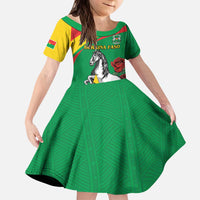 Personalised Burkina Faso Republic Day Kid Short Sleeve Dress Happy 66th Anniversary with White Stallion - Wonder Print Shop