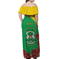 Personalised Burkina Faso Republic Day Off Shoulder Maxi Dress Happy 66th Anniversary with White Stallion - Wonder Print Shop