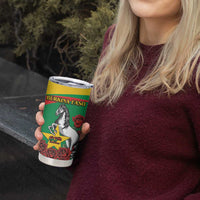 Personalised Burkina Faso Republic Day Tumbler Cup Happy 66th Anniversary with White Stallion - Wonder Print Shop