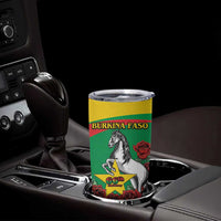 Personalised Burkina Faso Republic Day Tumbler Cup Happy 66th Anniversary with White Stallion - Wonder Print Shop
