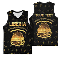 Personalized Liberia Vai Syllabary Heritage Basketball Jersey National Emblem Golden Style - Wonder Print Shop