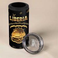 Personalized Liberia Vai Syllabary Heritage 4 in 1 Can Cooler Tumbler National Emblem Golden Style - Wonder Print Shop
