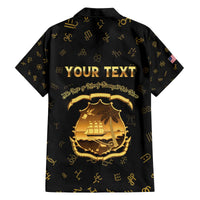 Personalized Liberia Vai Syllabary Heritage Family Matching Off The Shoulder Long Sleeve Dress and Hawaiian Shirt National Emblem Golden Style - undefined