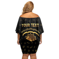 Personalized Liberia Vai Syllabary Heritage Family Matching Off Shoulder Short Dress and Hawaiian Shirt National Emblem Golden Style - Wonder Print Shop