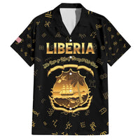 Personalized Liberia Vai Syllabary Heritage Family Matching Short Sleeve Bodycon Dress and Hawaiian Shirt National Emblem Golden Style - Wonder Print Shop