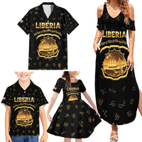 Personalized Liberia Vai Syllabary Heritage Family Matching Summer Maxi Dress and Hawaiian Shirt National Emblem Golden Style - Wonder Print Shop