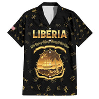 Personalized Liberia Vai Syllabary Heritage Family Matching Summer Maxi Dress and Hawaiian Shirt National Emblem Golden Style - Wonder Print Shop
