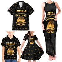 Personalized Liberia Vai Syllabary Heritage Family Matching Tank Maxi Dress and Hawaiian Shirt National Emblem Golden Style - Wonder Print Shop