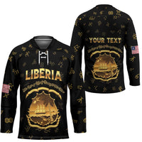 Personalized Liberia Vai Syllabary Heritage Hockey Jersey National Emblem Golden Style - Wonder Print Shop
