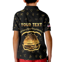 Personalized Liberia Vai Syllabary Heritage Kid Polo Shirt National Emblem Golden Style - Wonder Print Shop