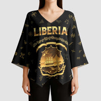 Personalized Liberia Vai Syllabary Heritage Kimono Sleeve Blouse National Emblem Golden Style - Wonder Print Shop