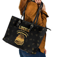 Liberia Vai Syllabary Heritage Leather Tote Bag National Emblem Golden Style - Wonder Print Shop