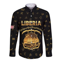 Personalized Liberia Vai Syllabary Heritage Long Sleeve Button Shirt National Emblem Golden Style - Wonder Print Shop