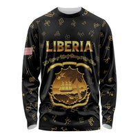 Personalized Liberia Vai Syllabary Heritage Long Sleeve Shirt National Emblem Golden Style - Wonder Print Shop