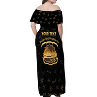 Personalized Liberia Vai Syllabary Heritage Off Shoulder Maxi Dress National Emblem Golden Style - Wonder Print Shop
