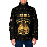 Personalized Liberia Vai Syllabary Heritage Padded Jacket National Emblem Golden Style - Wonder Print Shop