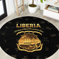 Liberia Vai Syllabary Heritage Round Carpet National Emblem Golden Style - Wonder Print Shop